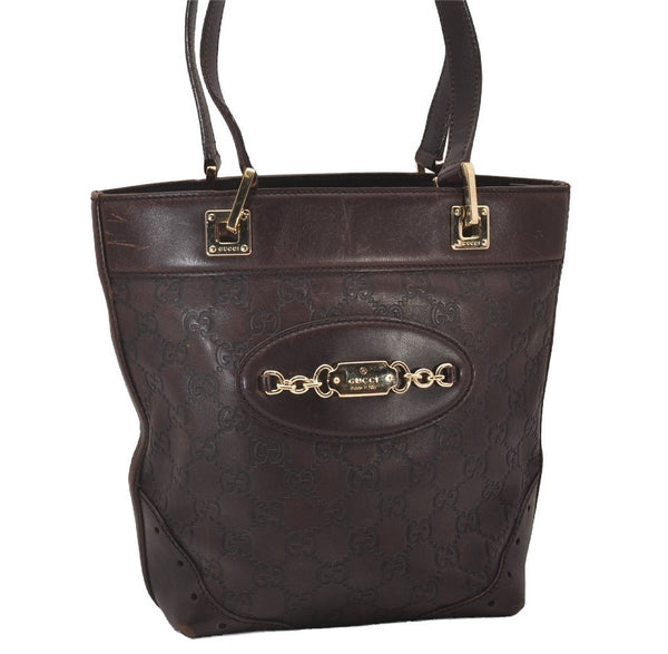 Authentic GUCCI Vintage Guccissima Tote Hand Bag GG Leather 145994 Brown 6022I