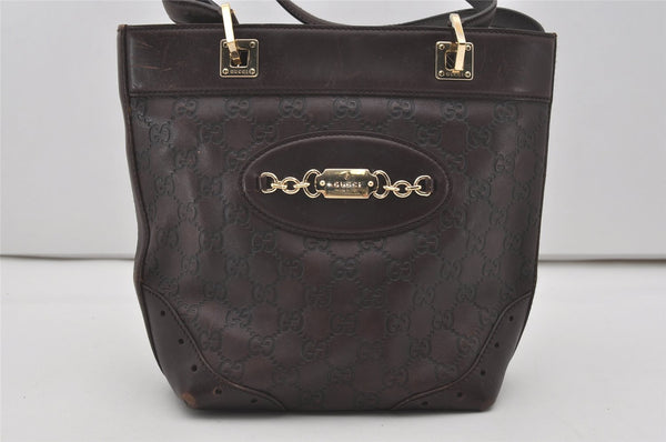 Authentic GUCCI Vintage Guccissima Tote Hand Bag GG Leather 145994 Brown 6022I