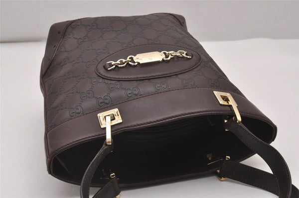 Authentic GUCCI Vintage Guccissima Tote Hand Bag GG Leather 145994 Brown 6022I