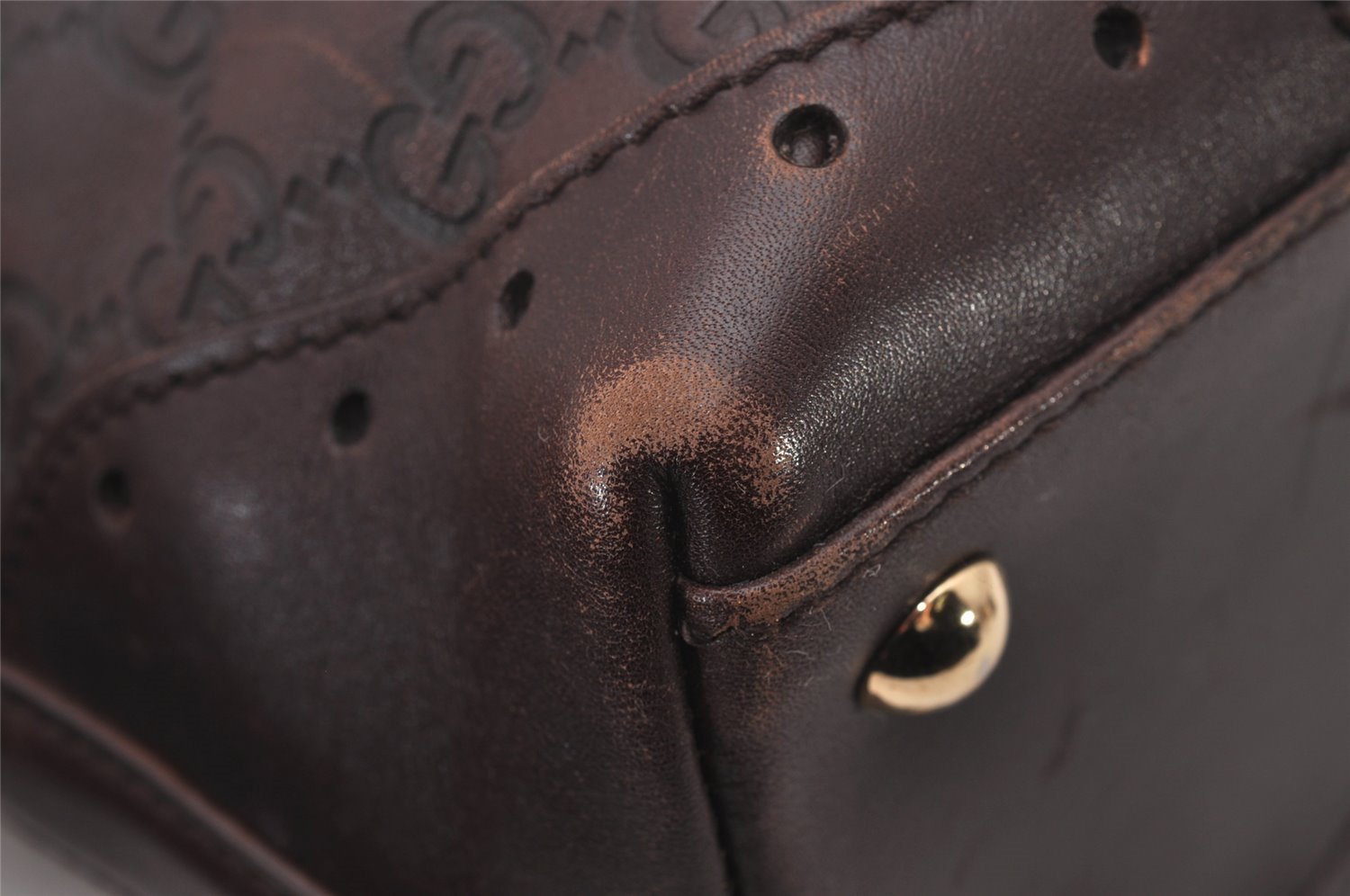 Authentic GUCCI Vintage Guccissima Tote Hand Bag GG Leather 145994 Brown 6022I