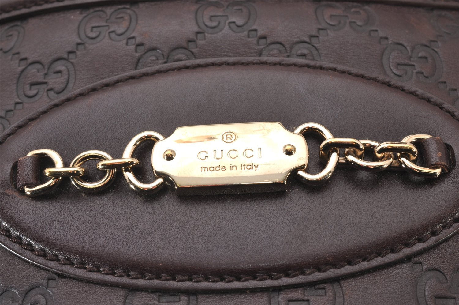 Authentic GUCCI Vintage Guccissima Tote Hand Bag GG Leather 145994 Brown 6022I