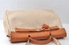 Authentic HERMES Her Bag MM 2Way Shoulder Hand Bag Canvas Leather Beige 6024I