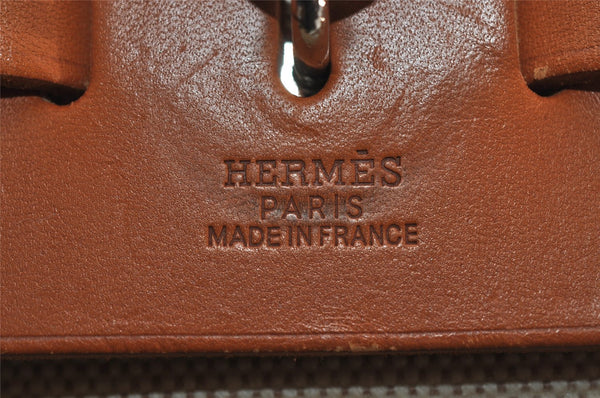 Authentic HERMES Her Bag MM 2Way Shoulder Hand Bag Canvas Leather Beige 6024I