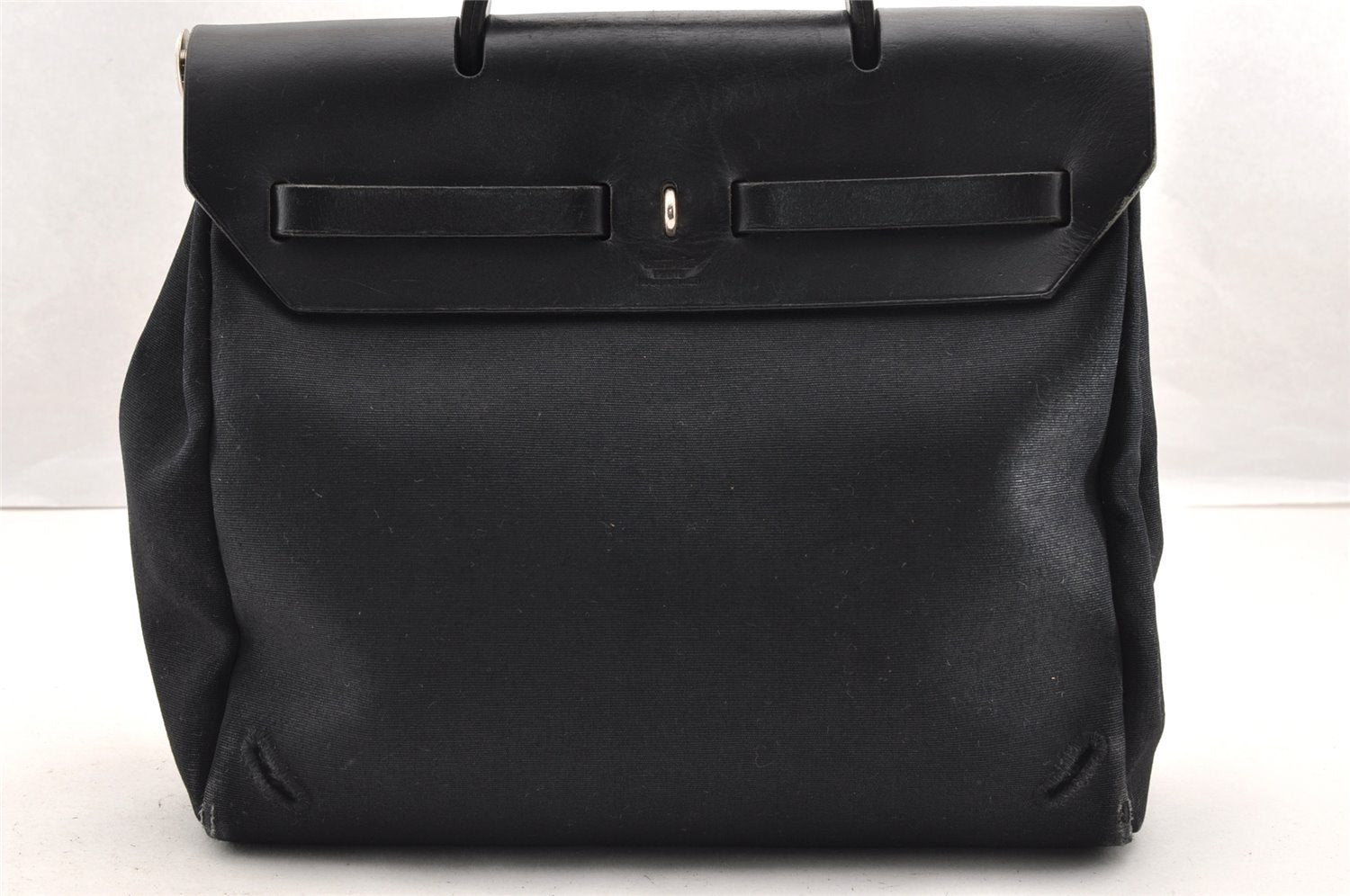 Authentic HERMES Her Bag Ado 2 In 1 2Way Backpack Canvas Leather Black 6025I