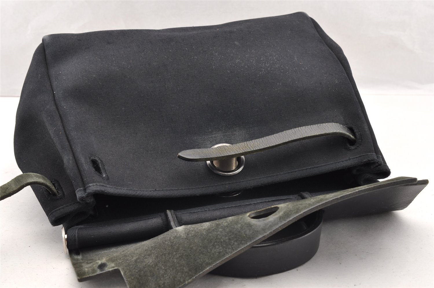 Authentic HERMES Her Bag Ado 2 In 1 2Way Backpack Canvas Leather Black 6025I