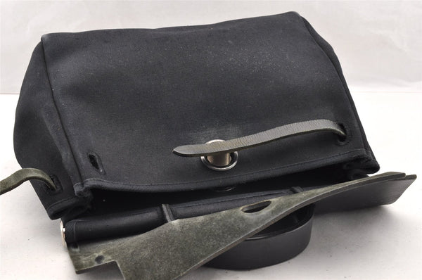 Authentic HERMES Her Bag Ado 2 In 1 2Way Backpack Canvas Leather Black 6025I