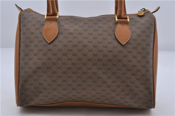 Authentic GUCCI Micro GG PVC Leather Hand Bag Purse Brown 6026C