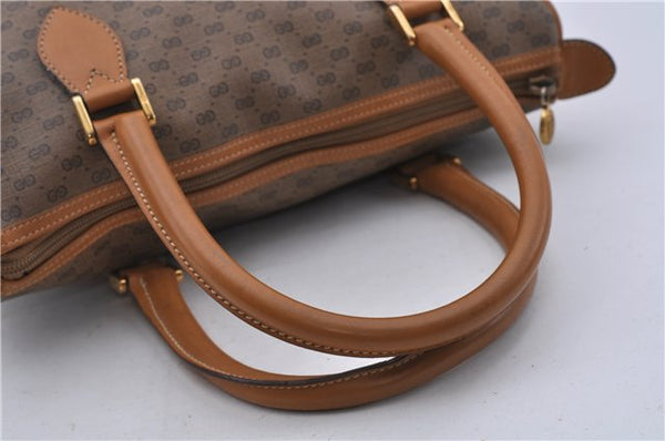 Authentic GUCCI Micro GG PVC Leather Hand Bag Purse Brown 6026C