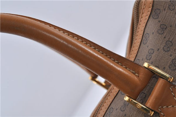 Authentic GUCCI Micro GG PVC Leather Hand Bag Purse Brown 6026C