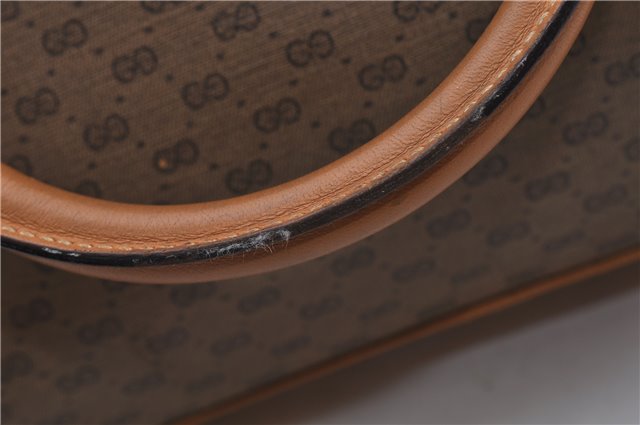 Authentic GUCCI Micro GG PVC Leather Hand Bag Purse Brown 6026C