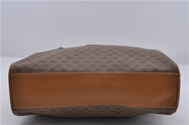 Authentic GUCCI Micro GG PVC Leather Hand Bag Purse Brown 6026C