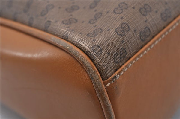 Authentic GUCCI Micro GG PVC Leather Hand Bag Purse Brown 6026C
