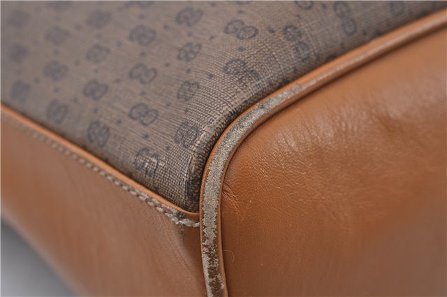 Authentic GUCCI Micro GG PVC Leather Hand Bag Purse Brown 6026C