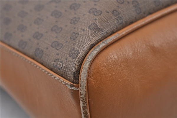 Authentic GUCCI Micro GG PVC Leather Hand Bag Purse Brown 6026C