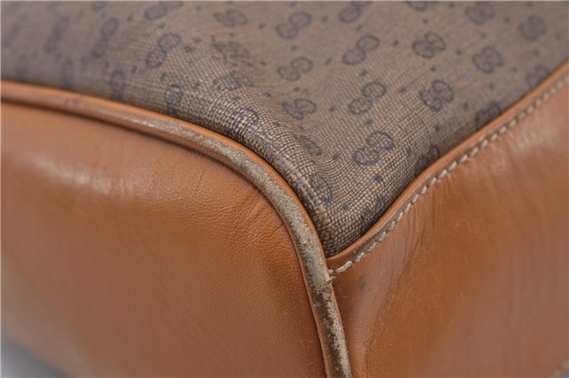 Authentic GUCCI Micro GG PVC Leather Hand Bag Purse Brown 6026C