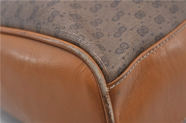Authentic GUCCI Micro GG PVC Leather Hand Bag Purse Brown 6026C