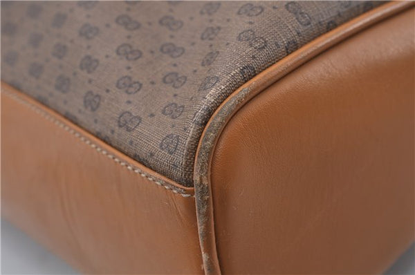 Authentic GUCCI Micro GG PVC Leather Hand Bag Purse Brown 6026C