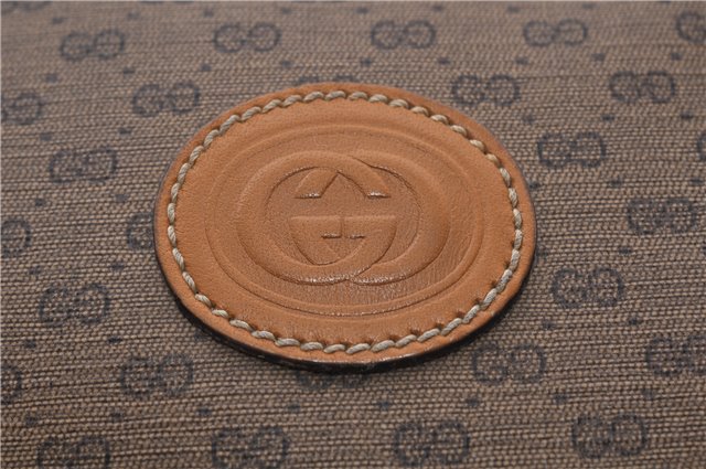Authentic GUCCI Micro GG PVC Leather Hand Bag Purse Brown 6026C