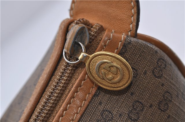 Authentic GUCCI Micro GG PVC Leather Hand Bag Purse Brown 6026C