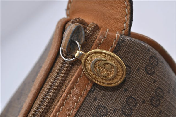 Authentic GUCCI Micro GG PVC Leather Hand Bag Purse Brown 6026C