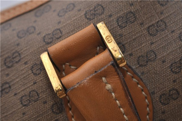 Authentic GUCCI Micro GG PVC Leather Hand Bag Purse Brown 6026C