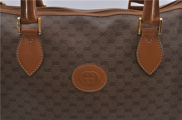 Authentic GUCCI Micro GG PVC Leather Hand Bag Purse Brown 6026C