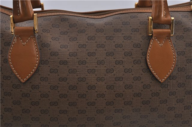 Authentic GUCCI Micro GG PVC Leather Hand Bag Purse Brown 6026C