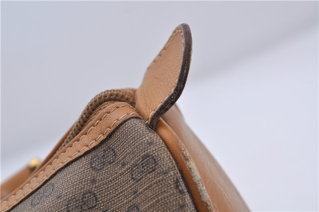 Authentic GUCCI Micro GG PVC Leather Hand Bag Purse Brown 6026C