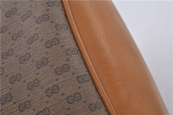 Authentic GUCCI Micro GG PVC Leather Hand Bag Purse Brown 6026C