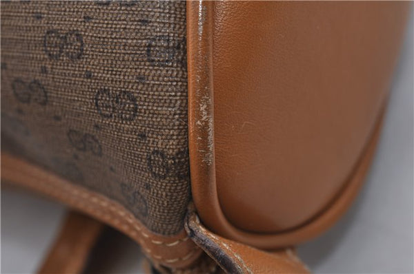 Authentic GUCCI Micro GG PVC Leather Hand Bag Purse Brown 6026C