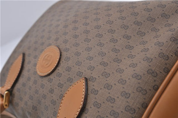 Authentic GUCCI Micro GG PVC Leather Hand Bag Purse Brown 6026C