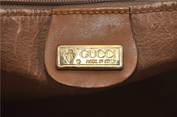 Authentic GUCCI Micro GG PVC Leather Hand Bag Purse Brown 6026C