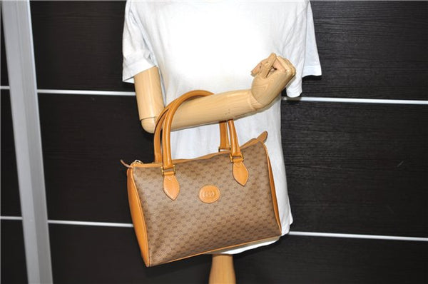 Authentic GUCCI Micro GG PVC Leather Hand Bag Purse Brown 6026C