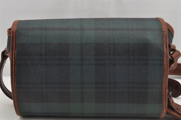 Authentic POLO Ralph Lauren Check PVC Leather Shoulder Cross Bag Green 6026I