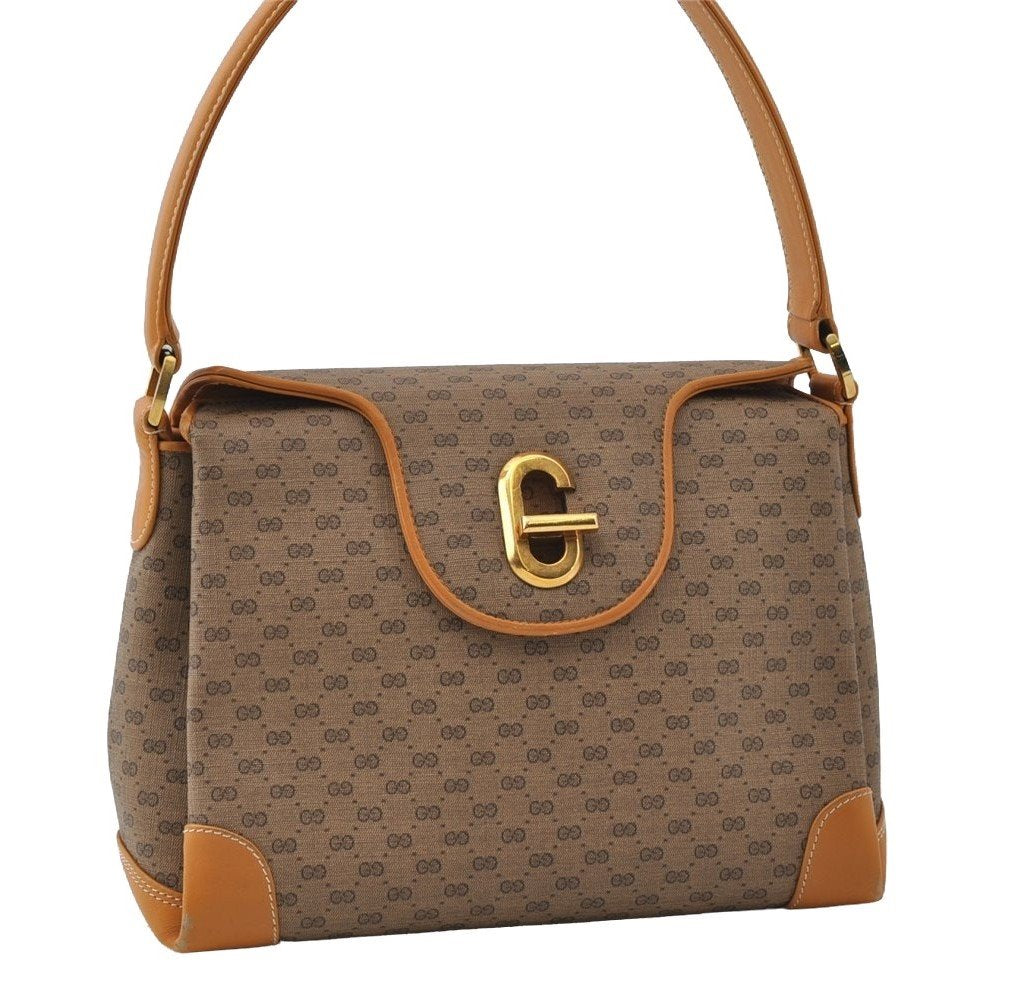 Authentic GUCCI Micro GG PVC Leather Shoulder Hand Bag Purse Brown Junk 6030I