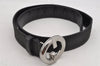 Authentic GUCCI Belt Canvas Leather 76.5-81.5cm 30.1-32.1" 106412 Brown 6031I