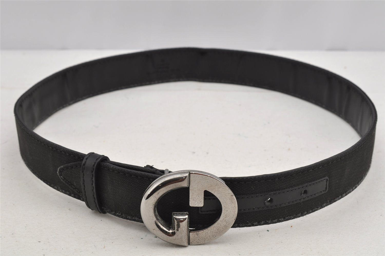 Authentic GUCCI Belt Canvas Leather 76.5-81.5cm 30.1-32.1