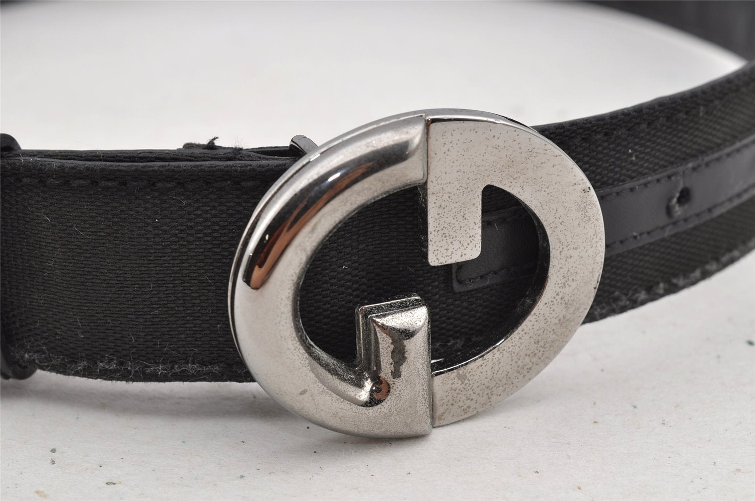 Authentic GUCCI Belt Canvas Leather 76.5-81.5cm 30.1-32.1