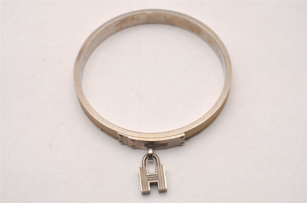 Authentic HERMES Kelly H Logo Bangle Bracelet Silver White 6035I