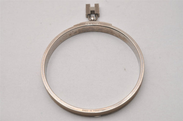 Authentic HERMES Kelly H Logo Bangle Bracelet Silver White 6035I