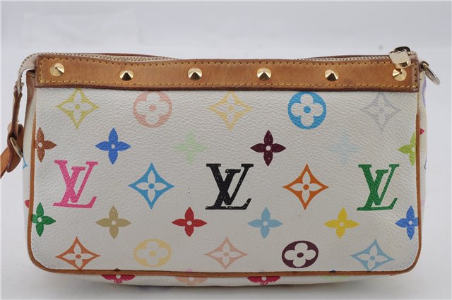 LOUIS VUITTON Monogram Multicolor Pochette Accessoires Pouch M92649 White 6039C