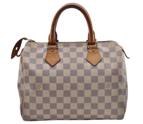 Authentic Louis Vuitton Damier Azur Speedy25 Hand Boston Bag N41534 LV 6040E