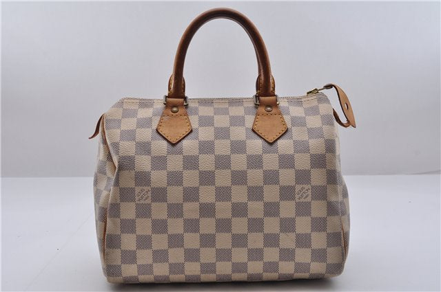 Authentic Louis Vuitton Damier Azur Speedy25 Hand Boston Bag N41534 LV 6040E