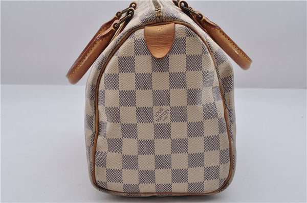 Authentic Louis Vuitton Damier Azur Speedy25 Hand Boston Bag N41534 LV 6040E