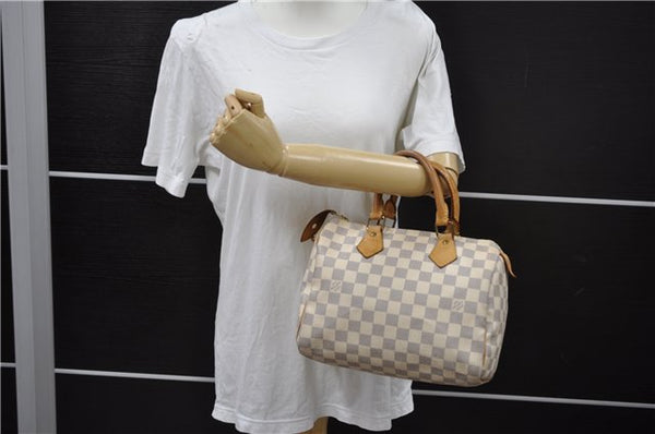 Authentic Louis Vuitton Damier Azur Speedy25 Hand Boston Bag N41534 LV 6040E