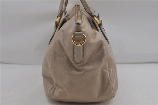 Authentic PRADA Vintage 2Way Leather Shoulder Tote Bag Beige 6047D