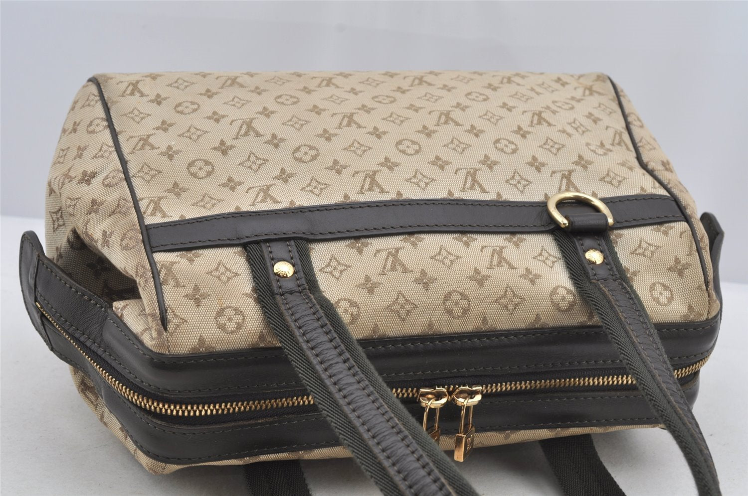 Auth Louis Vuitton Monogram Mini Josephine PM Hand Bag M92215 Khaki Beige 6048I