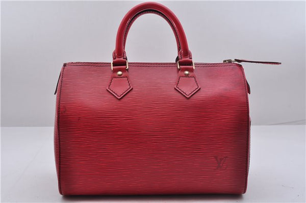 Authentic Louis Vuitton Epi Speedy 25 Hand Boston Bag Red M43017 LV 6050E