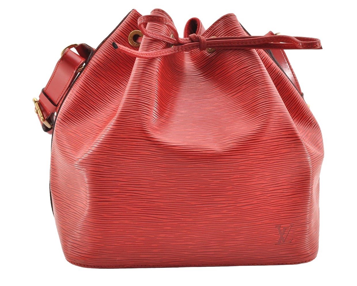 Authentic Louis Vuitton Epi Petit Noe Shoulder Drawstring Bag M44107 Red 6051I