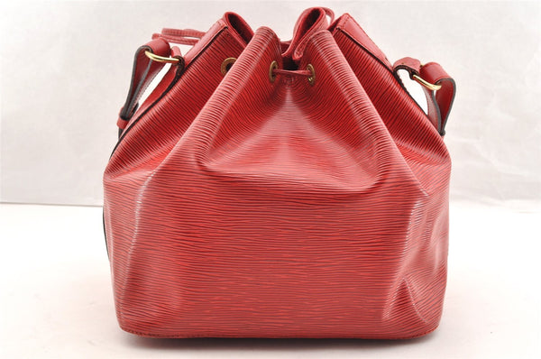 Authentic Louis Vuitton Epi Petit Noe Shoulder Drawstring Bag M44107 Red 6051I
